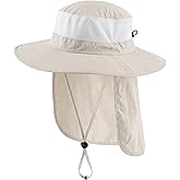 Home Prefer Outdoor UPF50+ Mesh Sun Hat Wide Brim Fishing Hat with Neck Flap Sun Hat for Men Women