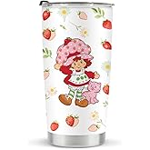 LONGXIN Cute Strawberry Tumbler Cup Gifts for Women Girls Kawaii Accessories Strawberry Party Favors 20 Oz Stainless Steel Tumbler