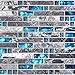 Home Building Glass Tile Kitchen Backsplash Idea Bath Shower Wall Decor Teal Blue Gray Wave Marble Interlocking Pattern Art Mosaics TSTMGT002 (1 Sample [4''x12''])