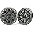Kicker 45KM44 KM4 4" (100mm) Marine COAXIAL Speakers w/.5" (13mm) TWEETERS, Charcoal and White,4 OHM, RoHS Compliant