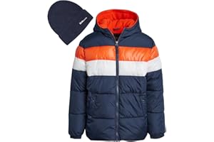 iXtreme Boys' Winter Jacket - Fleece Lined Bubble Puffer Water Repellent Ski Jacket with Winter Hat for Boys (8-18)