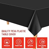 PLULON 15Pcs Black Plastic Table Cover 137 x 274 cm Rectangular Party Tablecloth view 3