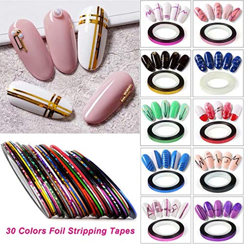 Nail Art supplies, JOYJULY 30 Striping tape & 15pcs nail art Brushes Set & 5pcs Dotting Pen & 3pcs 3D nail art Rhinestones Nail Art Kit tools accessories Decoration Diamond foil - Thumbnail 6