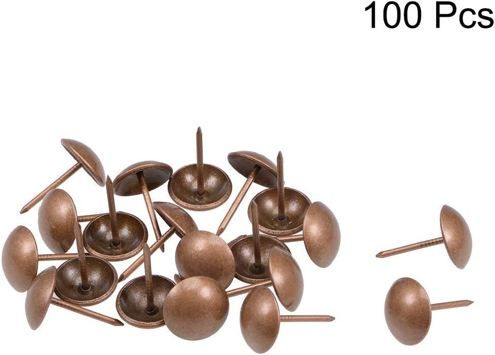 sourcing map Upholstery Nails Tacks 14mm Head Dia Retro Round Thumb Push Pin Copper Tone for Furniture Sofa Headboards,100 Pcs - Image 3