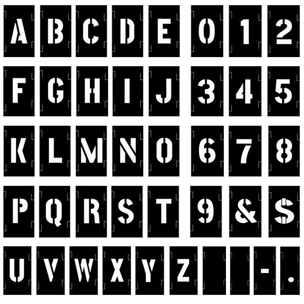 Attisstore Plastic Interlocking Stencils Letters and Numbers 138 Piece Set, 3 inch, Black