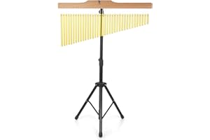 Anjetan 36-Bar Chimes Percussion, 36 Note Single-row Wind Chime with Adjustable Mounting Stand, Musical Percussion Instrument