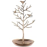 INVIKTUS Silver Birds Tree Jewelry Stand Display Earring Necklace Holder Organizer Rack Tower