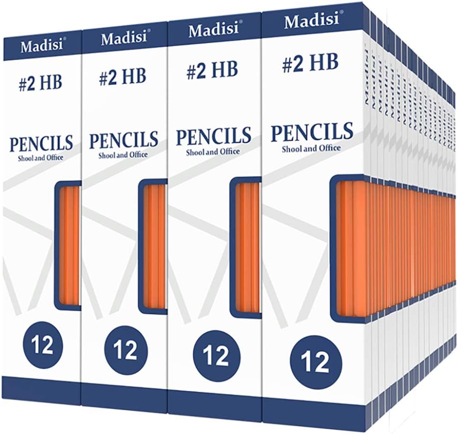 Wood-Cased #2 HB Pencils, 72 Packs of 12-Count, Yellow, Pre-sharpened, Class Pack, 864 pencils in box by Madisi