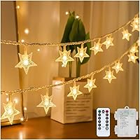 Brightown Star String Lights Battery Operated - 17 ft 50 LED Star Fairy String Lights with Remote and Timer, 8 Modes Waterpro