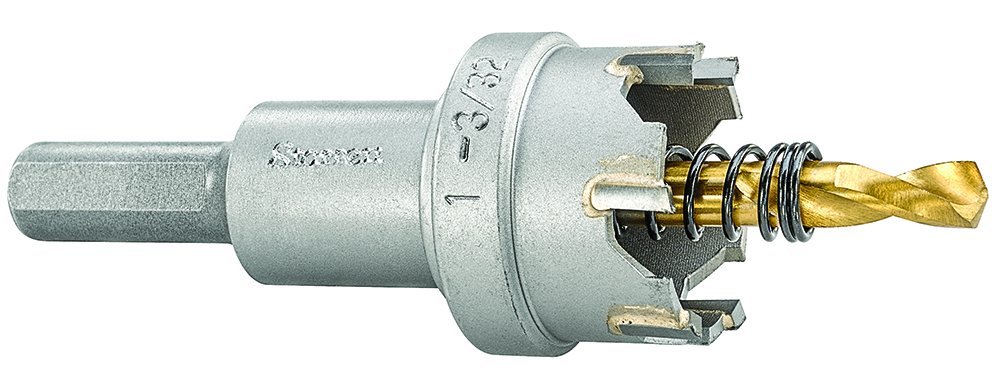 Starrett Tungsten Carbide Tipped Hole Saw, SM28 Sheet Metal Cutter With Arbor & Pilot Drill Bit