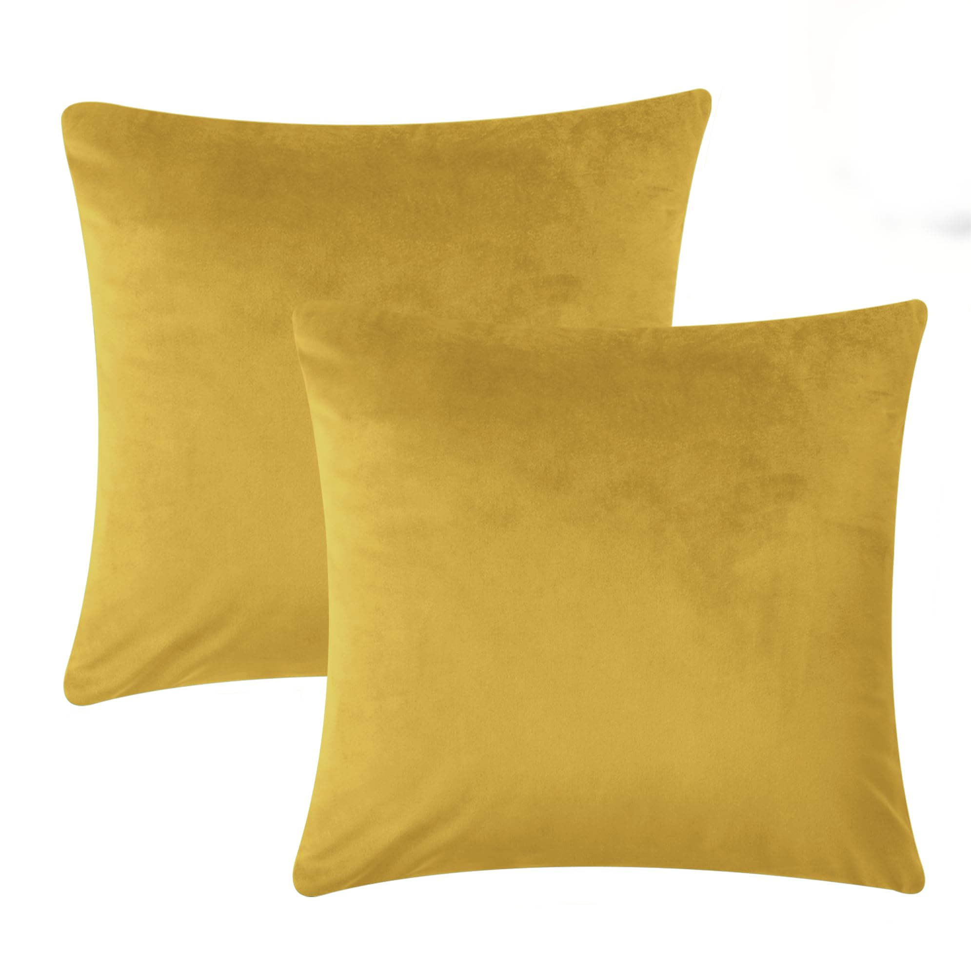 Imperial Rooms Cushion Covers 45 x 45 cm Pack of 2 Square Throw Velvet Pillow Cases Bedroom Decor Cushion for Sofa Living Room Car (Ochre, 18 x 18 Inch) — image 1