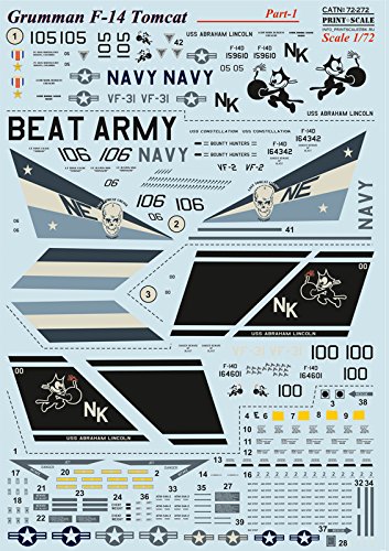 DECAL FOR F-14 TOMCAT, PART 1 1/72 PRINT SCALE 72-272