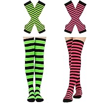 Barrlves 2/4 Sets Womens Striped Knee High Socks Long