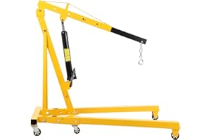 PIONEERWORKS 2 Ton Folding Engine Crane Engine Hoist Cherry Picker Ship Crane Heavy Duty Steel Lift Garage Workshop Auto Repair Foldable Stand 6 Caster (Yellow)