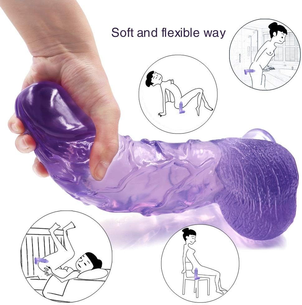 Gifts for Girlfriend and Wife, Insertable 9.84" Safety PVC Soft Realistic -Ðîl`dɔ Beginner's Suction Cup Tools Waterproof Soft Wand
