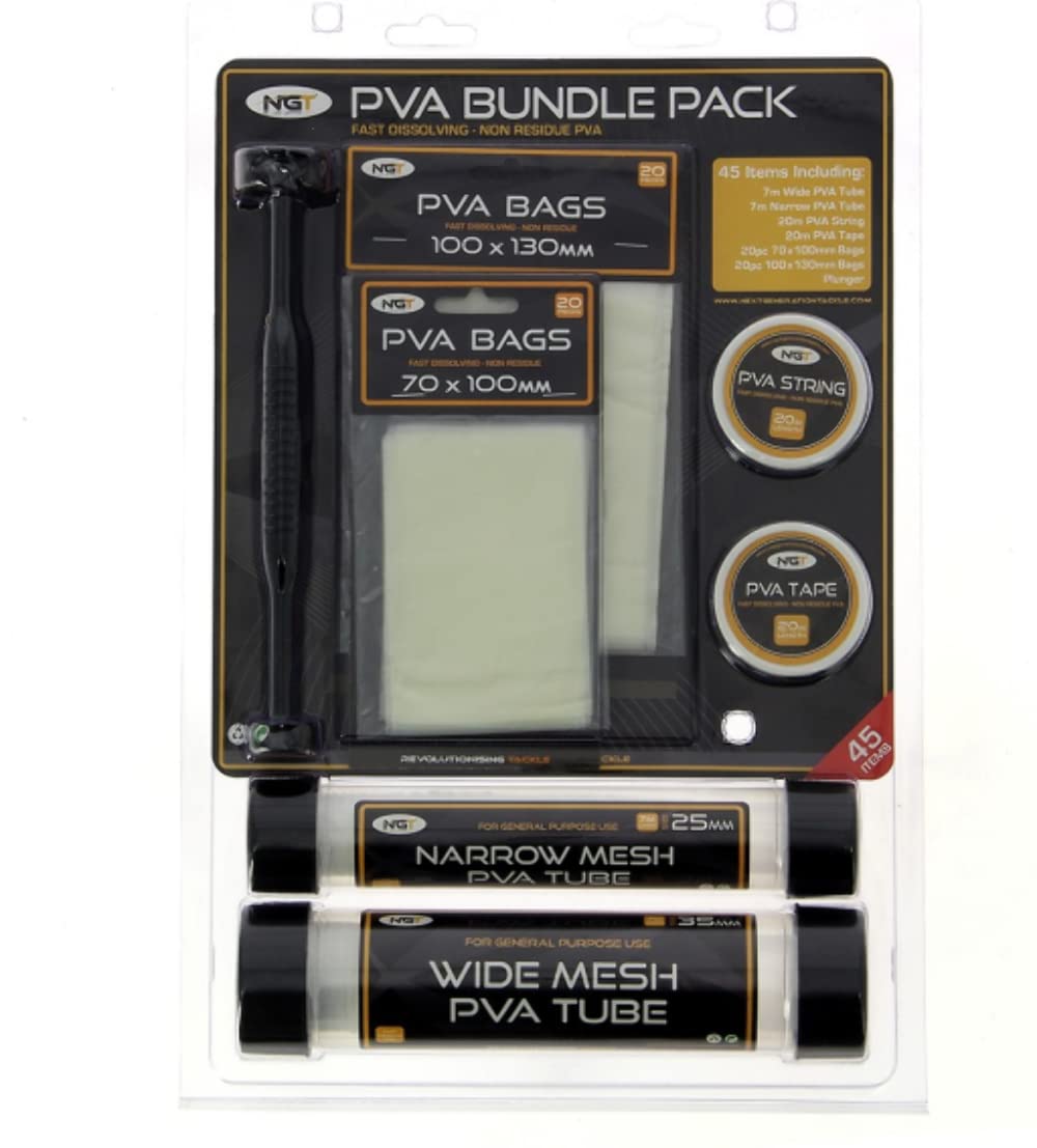 DNA Leisure NGT Coarse Carp Fishing 45pc Complete PVA Mesh String Tape Tube Bundle Accessory Pack Set