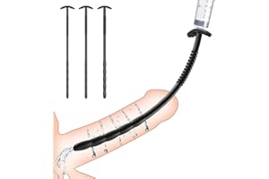 Black Multihole Hollow Urethral Sounds Penis Plug Set with Injector for Male,Different Diameters Urethra Sounding Rod Stick f