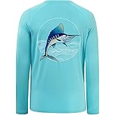 BASSDASH Men’s Fish Graphic UPF 50+ Long Sleeve Fishing Shirts Sun Protection Breathable Moisture Wicking T-Shirt