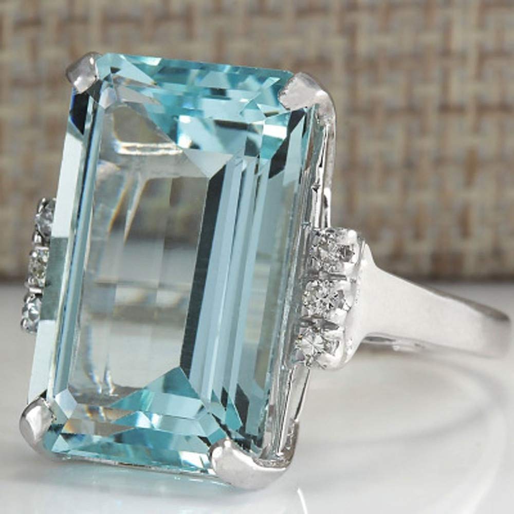 Coconano Anillo Llamativo Anillo De Piedras Preciosas Azules Joyas De