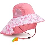 Kids Sun Hat UPF 50+ Boy Girl Protection Hat Wide Brim Beach Hats with Mesh and Adjustable Chin Strap