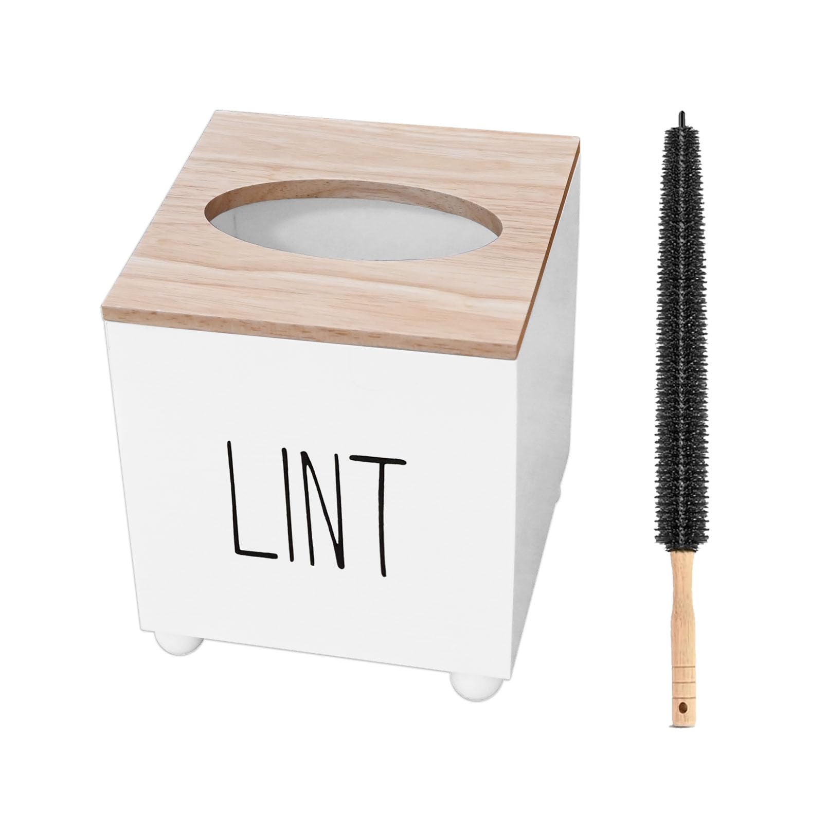 Photo 1 of Lint Bin for Laundry Room, Farmhouse Lint Box, Wooden Lint Holder with Lid, Lint Container for Laundry Room Decor, Dryer Lint Trash Can for Laundry Accessory Organization