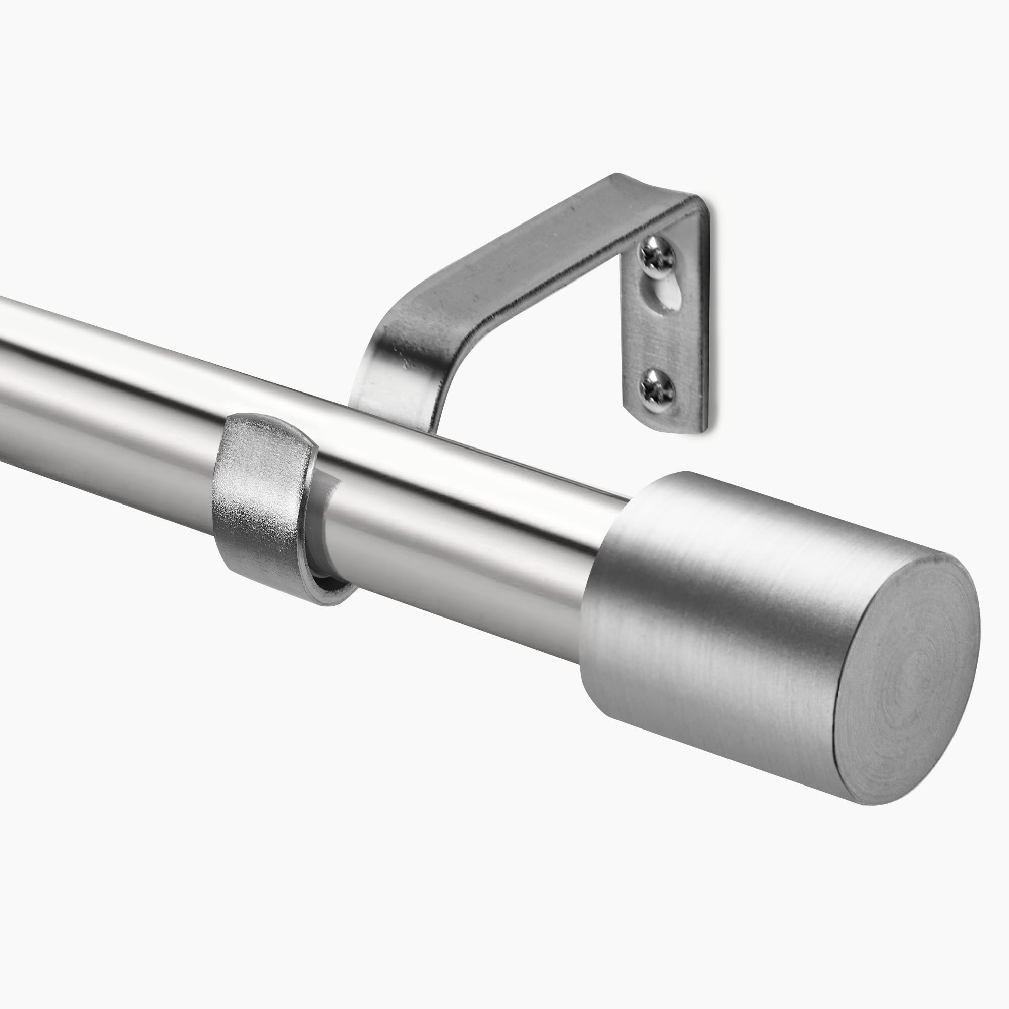 Deconovo 25mm Adjustable Voile Curtain Poles 168-305cm with Brackets and Classic Finials, Sturdy Curtain Rails for Eyelet Curtains, Heavy Duty Extendable Curtain Rod, Silver