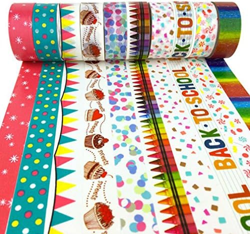 Set of 10 Washi Masking Tape, 5m By 15mm, Different Style, Washi Masking Tape for Party, DIY, B