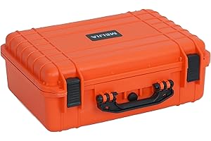 MEIJIA All Weather Portable IP67 Waterproof Protective Case, Hard Camera Case with customizable foam, Perfectly Protection of Camera, Drones,Pistols,Lens,Equipments,18.5 x14.06x6.93inches(Orange)