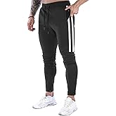 DIOTSR Mens Workout Jogger Pants, Slim Fit Running Sweatpants for Men, Striped Gym Track Pants with Pockets