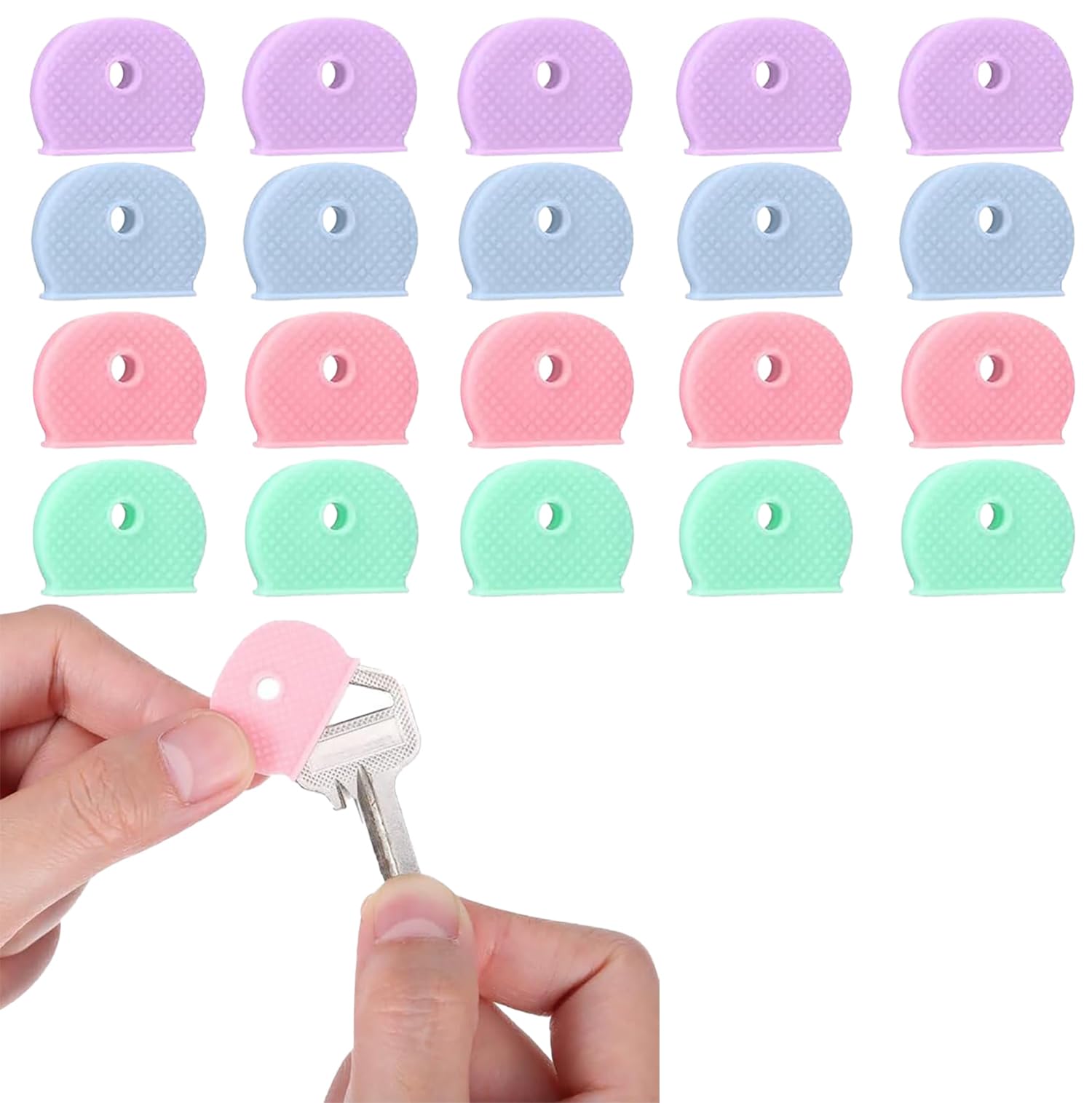 Photo 1 of 20Pcs Silicon Key Cover Caps for House Key, Key Color Identifiers Covers Cute, Key Tags Rings Markers for Standard Regular Thin Flat House Keys Labels, Indexes and Stamps,Multicolor ?