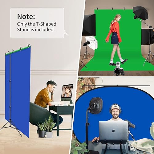 HEMMOTOP Portable T Shape Backdrop Stand 7x5 ft, Adjustable Green Screen  Stand only, Photo Background Support