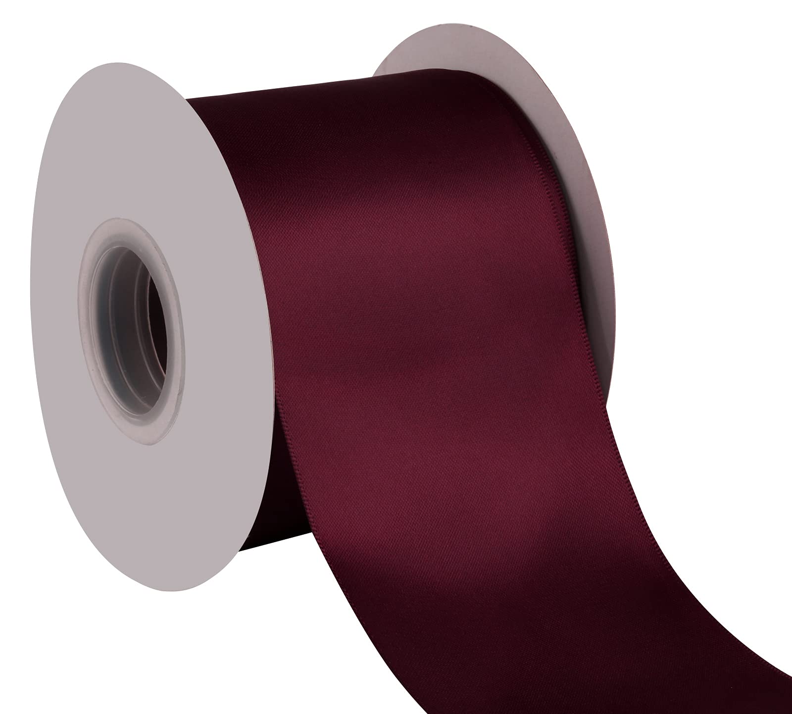 Joycrosso 75mm Double Faced Satin Ribbon 22 Meters-Roll Set for Chair Sash Gift Wrapping Party Favor Home Decoration Craft Supplies, Burgundy