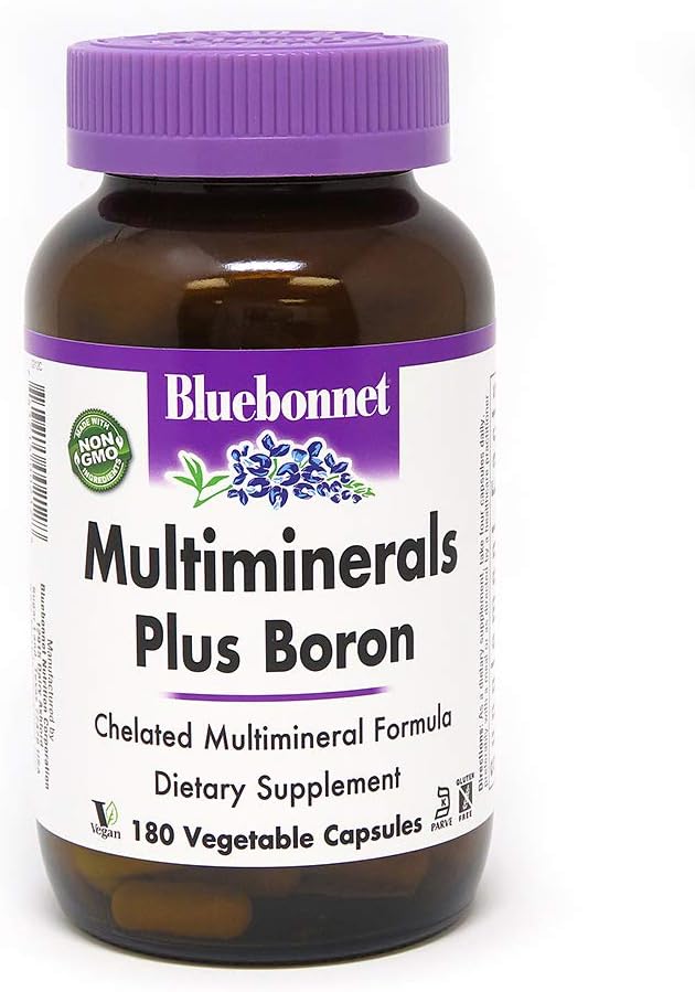 BlueBonnet Multi Minerals Plus Boron Vegetarian Capsules, 180 Count, White: Health & Personal Care