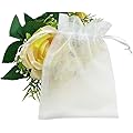 SumDirect 100Pcs 4x6 Inches Sheer Drawstring Organza Jewelry Pouches Wedding Party Christmas Favor Gift Bags (White)