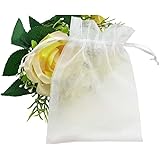 SumDirect 100Pcs 4"x6" Sheer Drawstring Organza Jewelry Pouches Wedding Party Christmas Favor Gift Bags (White)