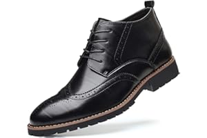 SANTIMON Mens Wingtip Patent Leather Lace-up Derby Oxford Ankle Boot Dress Ankle Combat Motorcycle Boots