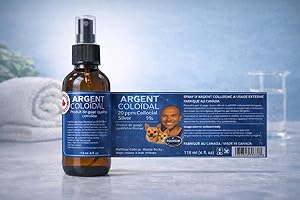 Argent Colloïdal 20 PPM 118ml – Solution Liquide – Usage Externe Seulement – Vaporisateur – Qualité Premium – Fabriqué au Can