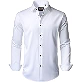 J.VER Men's Dress Shirts Stretch Long Sleeve Formal Shirt Solid Business Casual Button Down Shirts for Wedding Prom