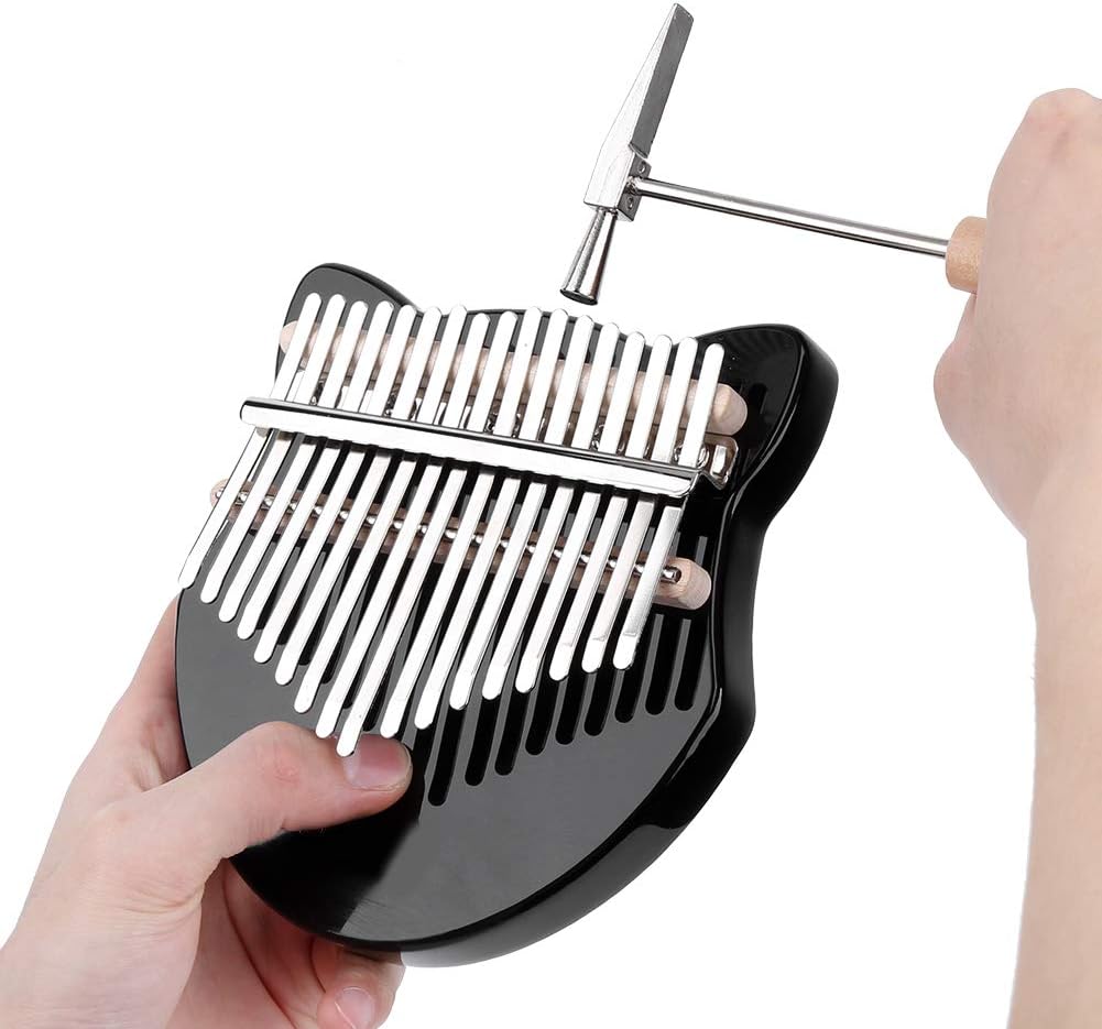 Thumb Piano Kit,Kalimba Crystal Fox Shape 17 Key for Beginner Compact Structure with Bag Tuning Hammer Bracket Wiping Cloth Music Instrument(black) Musical Instrument - Image 5