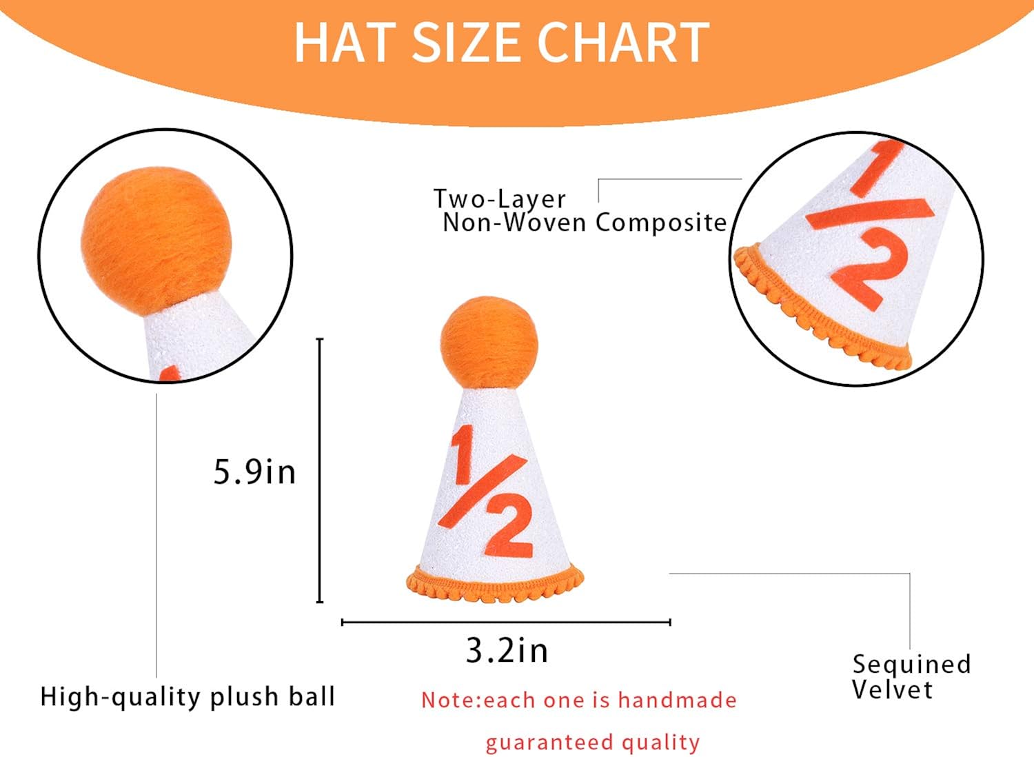 Half Birthday Hat for Baby Party - Orange 1/2 Birthday Hat For Photo Booth Props And Backdrop Cake Smash , 1/2 Birthday Crown,Best 6 Month Birthday Decorations (1/2 Orange Birthday Hat): Clothing