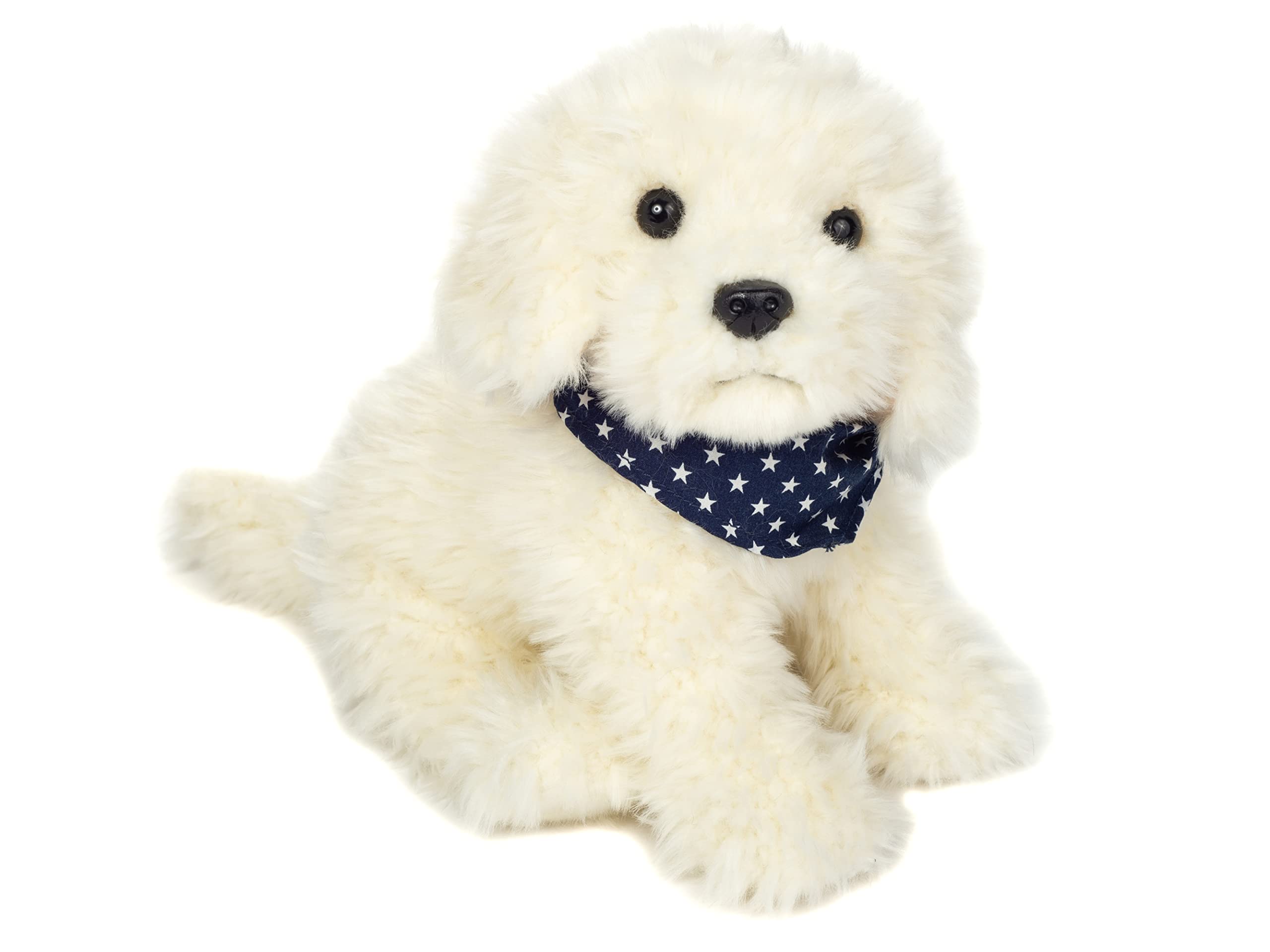 Teddy Hermann 91939 Dog Labradoodle 28 cm, cuddly toy, with star scarf, cuddly toy with 75% recycled filling material