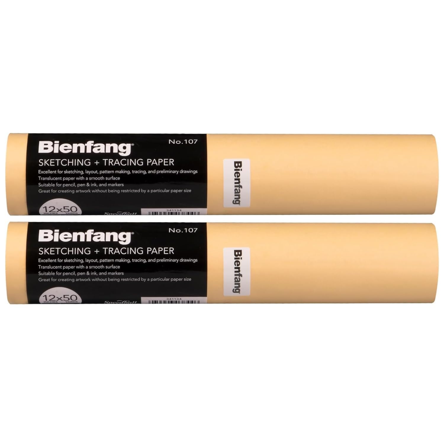 Bienfang Sketching & Tracing Paper Roll, Canary Yellow, 12 Inches x 50 Yards (2-Pack) 100 Yards Total - for Drawing, Trace, Sketch, Sewing Pattern