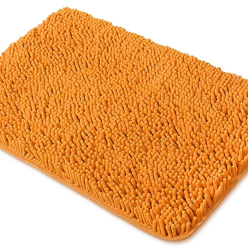 Yeaban Orange Chenille Bath Rug 17"x24