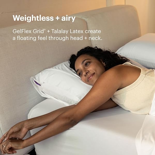 PURPLE HARMONY PILLOW – TALALAY LATEX FOAM COOLING PILLOW FOR COMBO OR SIDE SLEEPERS, 360º HEX GELFLEX GRID FOR NO-PRESSURE SUPPORT AND LUXURIOUS WEIGHTLESS FEEL – STANDARD, MEDIUM FEEL, MED HEIGHT
