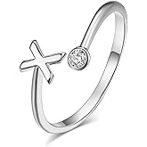 Silver Initial Letter Ring Stackable Rings for Women Fashion Rings Initial Alphabet Knuckle Rings A-Z Silver Crystal Adjustable Finger Ring for Women Jewelry