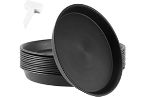 ZEONHAK 12 Pack 12 Inches Plastic Plant Pot Saucers, Plant Saucer Drip Tray with White Plant Labels, Flower Pot Tray for Indo