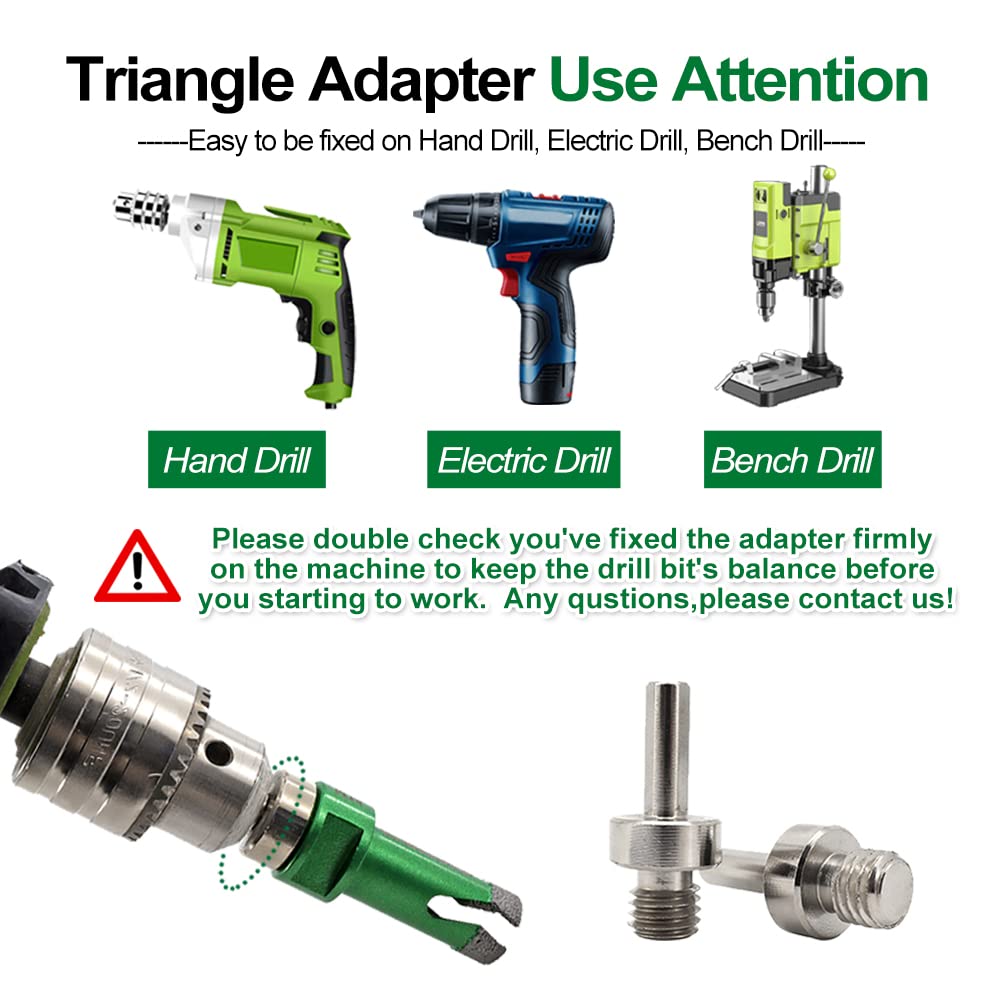 Diamant Fliesenbohrer Set - KURSTOL Diamantbohrer 6/8/10/20/32/35/55/68/100MM+20MM Fingerfräs Bit+50MM Fasenbits+125MM Trennscheibe+Dreiecks Adapter für Porzellan Keramik Fliesen Granit Marmor 5