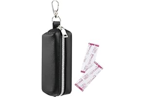 Beautyflier First Aid Bandage Holder Keychain, Portable PU Case for Band Aid, Travel Storage Bag for Fabric Adhesive Bandages, Keys, Bag Only (Black)