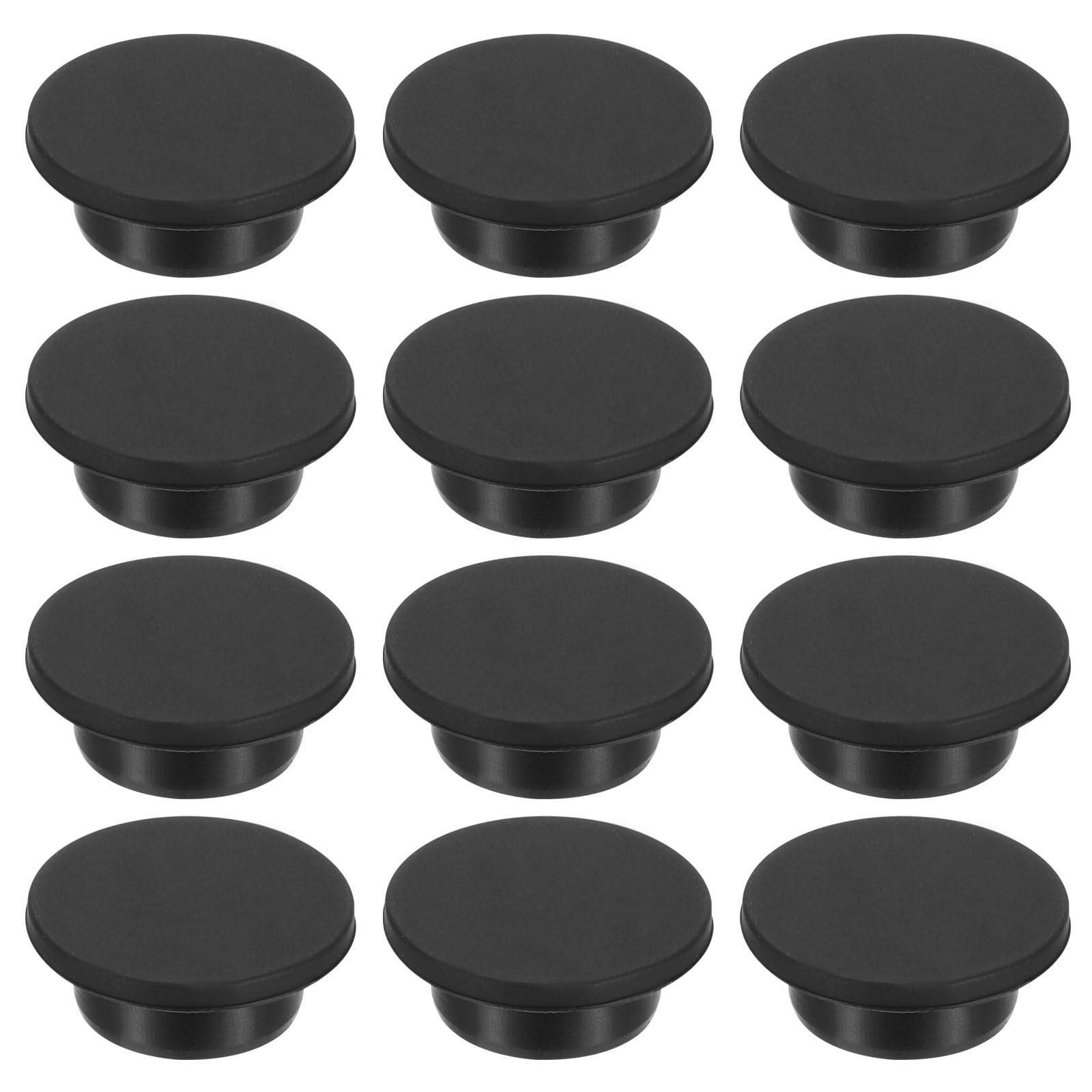 PATIKIL 25.2mm Diameter Silicone Rubber Black Hole Plugs, 12 Pcs, Suitable for 24mm Hole — image 1