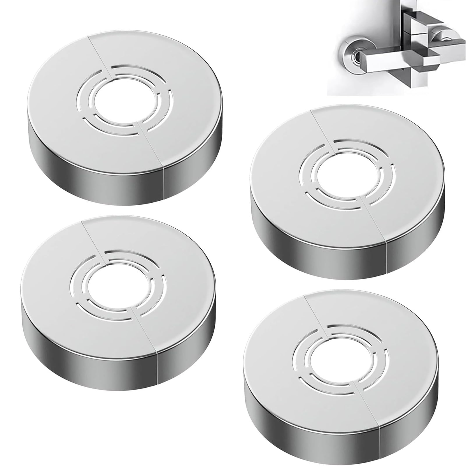 Alriedy Set of 4 Silver Plastic Rosette Shower Fittings, Adjustable 20.5 mm, 25.5 mm, 32.5 mm, Split Connector Type